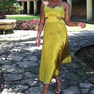 Silk chartreuse summer dress